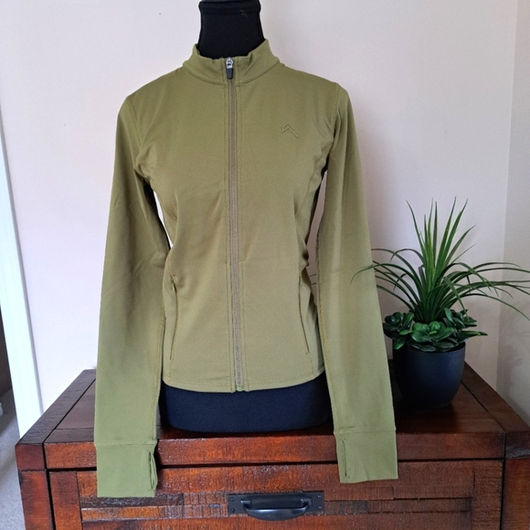 Oner Active Timeless Jacket Olive Green  Activewear Zip Front Top - Picture 2 of 15
